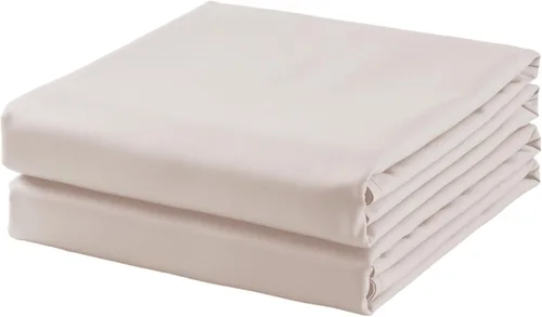 Vista 16 de Sábana Plana de Algodón Individual Solamente, Sábana Superior de 600 Hilos 100% Algodón Egipcio 1 Pieza, Sábanas Planas Frescas y Transpirables Beige