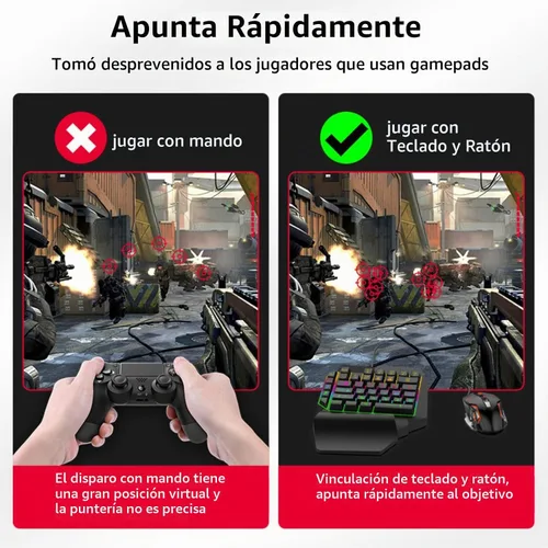 Vista 5 de Convertidor de teclado y ratón, adaptador de teclado USB C portátil y mouse para controladores de juego de retardo, convertidor de adaptador