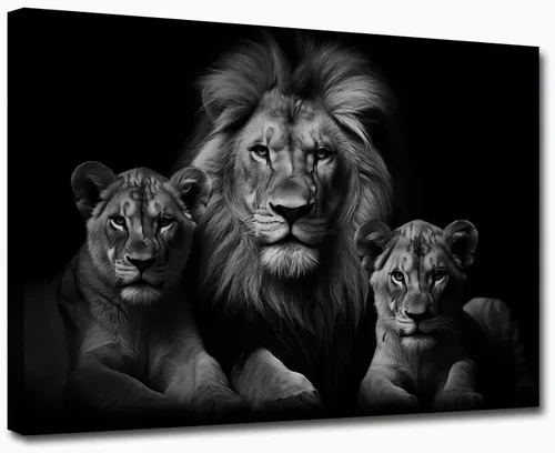 Vista 9 de Lienzo decorativo para pared, póster de leones en blanco y negro, impresiones de retratos de animales, pintura abstracta de leones, arte de pared
