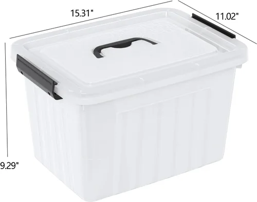 Vista 3 de Kiddream Juego de 4 cajas de almacenamiento transparentes de 20 L con asa, cajas de almacenamiento con tapa