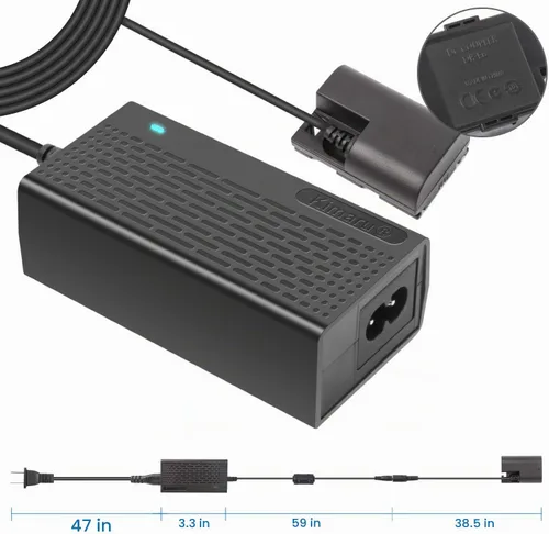Vista 6 de Kimaru LP-E6NH Batería ficticia ACK-E6 Adaptador de corriente de CA DR-E6 Kit de acoplador de CC para Canon EOS R5 R5C R6 R6II R7 R, 90D 80D 70D 60D