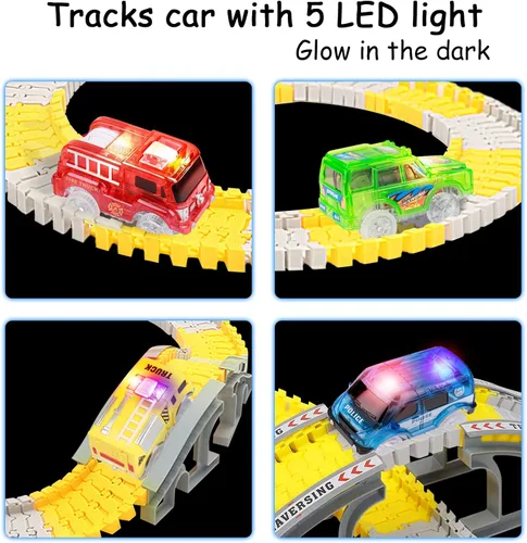 Vista 2 de FancyWhoop Solo repuesto para autos de pistas – Coches mágicos iluminados para pistas compatibles con autos de juguete que brillan en la oscuridad