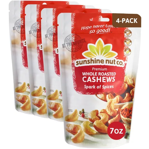 Vista 8 de Anacardos de Sunshine Nut Company 7 oz Lightly Salted, Gluten Free, Peanut Free, Vegan, GMO Free, Snack Packs for Kids and Adults, For Lunchboxes