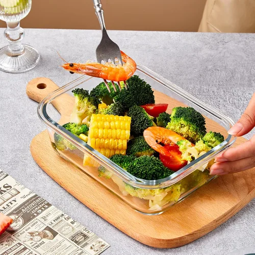 Vista 2 de Liuruiyu Paquete de 10 recipientes de vidrio para almacenamiento de alimentos con tapas, recipientes de preparación de comidas, cajas Bento