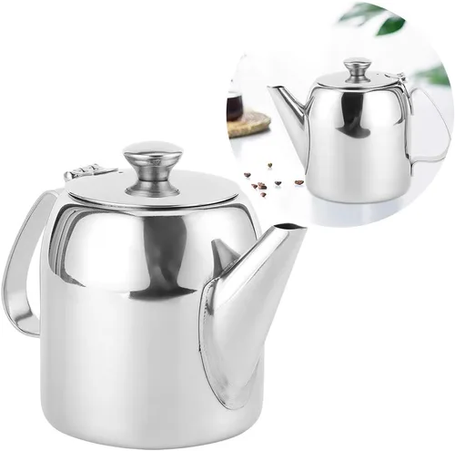 Vista 8 de Tetera de acero inoxidable de 0,5 L, tetera de acero inoxidable, tetera de té, tetera de acero inoxidable, boquilla corta fría para restaurantes