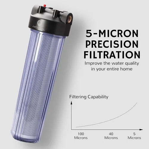 Vista 9 de AIRTHEREAL Carcasa de filtro de agua para toda la casa, filtros de sedimentos para agua de pozo y de ciudad, cartuchos de filtro de sedimentos