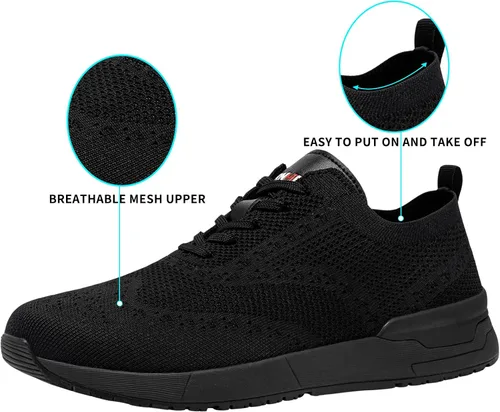 Vista 2 de LARNMERN Non Slip Work Shoes for Men Walking Running Sneakers Slip Resistant Casual Fashion Sports Tennis Shoe Kitchen Chef Food Service Slip on