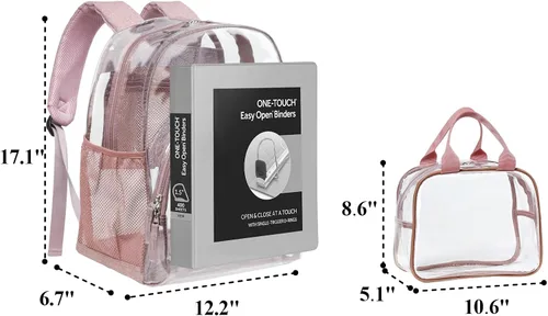 Vista 6 de PACKISM Mochila transparente resistente, para estudiantes, escuela, Mochilas Daypack