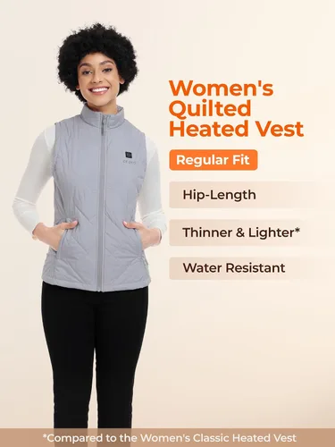 Vista 18 de ORORO - Chaleco térmico ligero, chaleco calefactable, con batería, para mujer