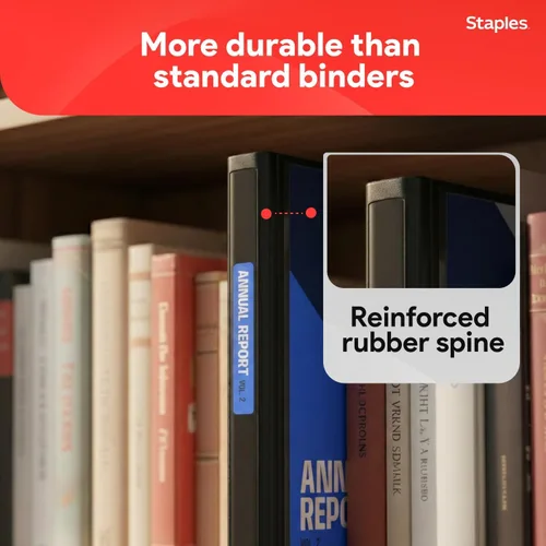 Vista 4 de Carpeta con anillos en forma de "D" de 1 pulgada para mejor visualización Staples, Negro