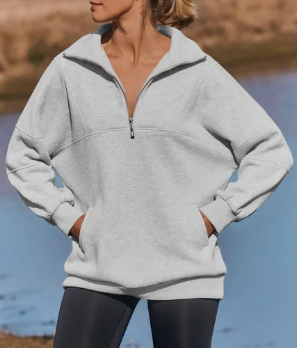 Vista 3 de ZESICA Women's Oversized Half Zip Sweatshirt Long Sleeve Quarter Zip Fleece Pullover Y2K Hoodies Tops Fall Winter Clothes