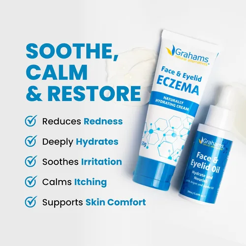 Vista 4 de Grahams Natural Kit de alivio del eccema facial y de párpados, tratamiento para piel seca, eczema, dermatitis pereriana y seborreica Alivio
