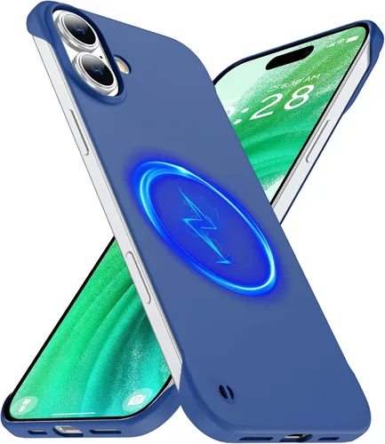 Vista 11 de GRECAZO - Funda magnética delgada sin marco para iPhone 17 Pro Max, color azul