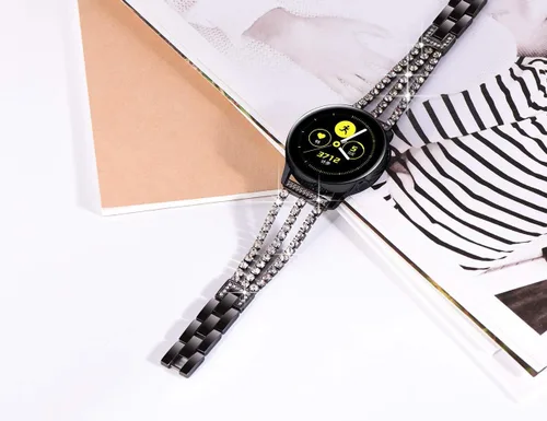 Vista 3 de Surace Galaxy Watch 40mm Correa con enlaces de diamantes brillantes para mujer - Negro