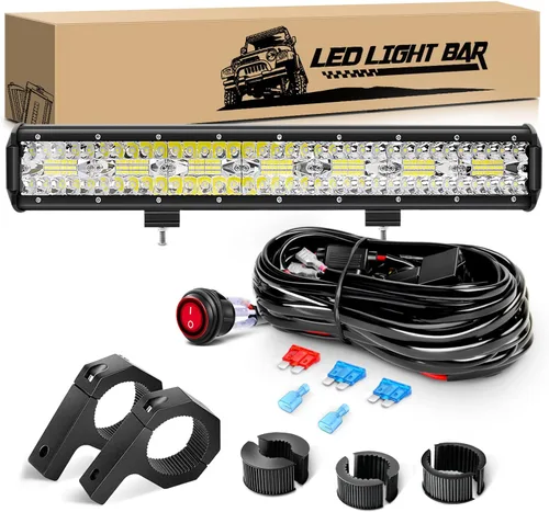 Vista 11 de GOOACC Barra de luz LED de 20 pulgadas, 420 W, ámbar, súper brillante, combo de triple fila de luz difusa y concentrada, 42000 lm, luz de trabajo