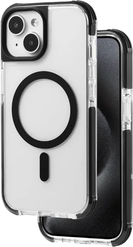 Vista 15 de Tigowos Funda magnética para iPhone 15, resistente a las caídas, sensación de piel mate, a prueba de golpes, ajuste delgado para iPhone 15, negro