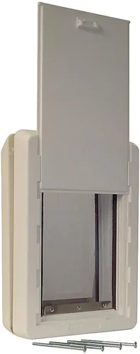 Vista 3 de Ideal Pet Products - Puerta para mascotas con marco telescópico, extragrande, tamaño de solapa de 9.75 x 17 pulgadas
