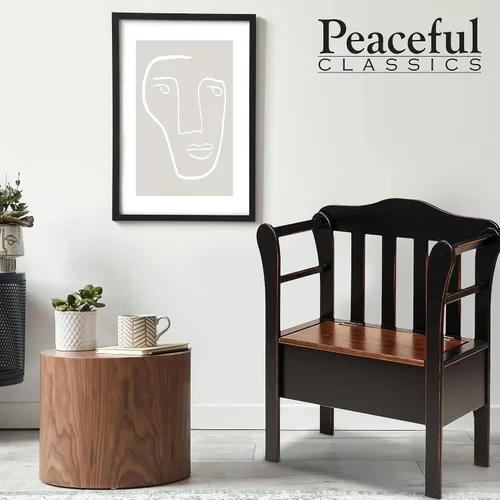 Vista 2 de Peaceful Classics Banco de almacenamiento de entrada de madera, negro