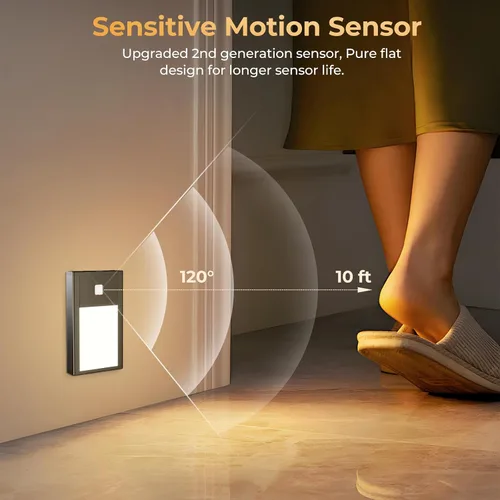 Vista 4 de VST Luces nocturnas con sensor de movimiento, luces de escalera recargables con instalación de succión magnética para interiores, dormitorio