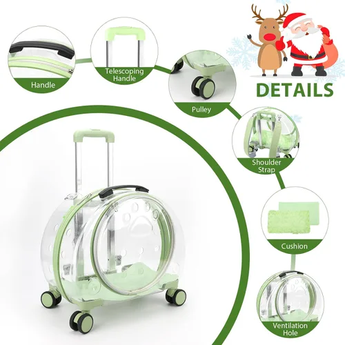 Vista 3 de Transportador transparente y completamente transpirable rígido para gatos con ruedas giratorias para perros, gatos, múltiples opciones