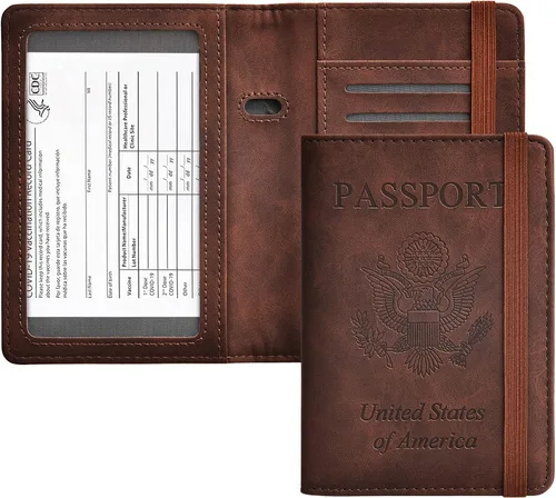 Vista 11 de HerriaT Combo de portatarjetas de pasaporte y vacunación, funda con ranura para tarjeta de vacunación CDC, protector organizador de documentos