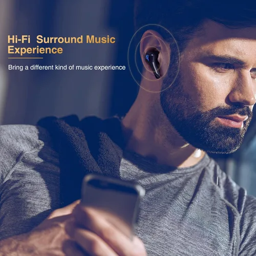 Vista 5 de Auriculares Bluetooth, auriculares inalámbricos para juegos de baja latencia de 50 ms, versión QTREE 5.2, cancelación de ruido, tiempo