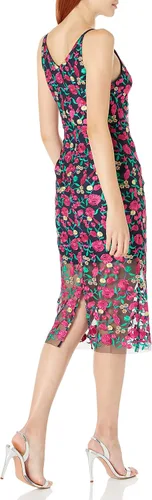 Vista 2 de Dress the Population Aurora - Vestido midi ajustado sin mangas con cuello profundo profundo para mujer