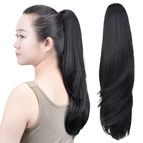 Vista 66 de SYXLCYGG Auburn Clip Cola de caballo Clip Cola de caballo Extensión de cola de caballo ondulado 10 pulgadas 3.5 oz pelo sintético falso pieza