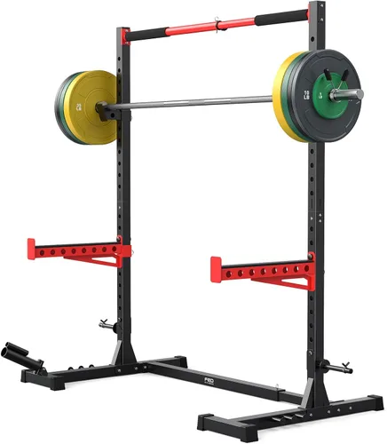Vista 12 de FLYBIRD SR1 - Estante para sentadillas con barra de dominadas, estante de potencia multifuncional ajustable, soporte de sentadillas de ancho