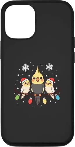 Vista 28 de Bird Cockatiel Holiday Trio Perched Cartoon Cheer Case for iPhone 16