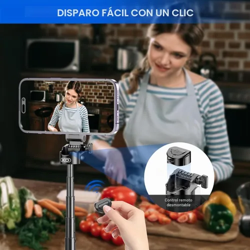 Vista 4 de Trípode magnético para iPhone con control remoto, palo selfie portátil 4 en 1 con soporte extensible, trípode de viaje para teléfono para iPhone 17