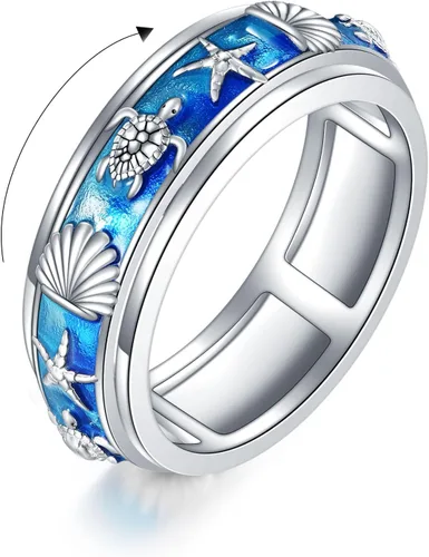 Vista 12 de POPLYKE Anillos giratorios de plata de ley para aliviar el estrés, joyería para regalar Girasol de abeja