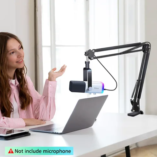 Vista 7 de Brazo de brazo AM8: brazo de micrófono ajustable con funda de cable, brazo de micrófono con adaptador de 3/8 a 5/8 pulgadas compatible