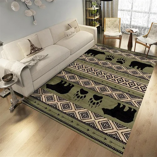 Vista 16 de Alfombra rústica de estilo occidental para sala de estar, antideslizante y lavable, para dormitorio, sala de estar, cocina, 3 x 4 pies