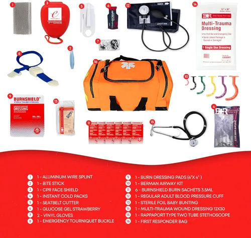 Vista 3 de Ever Ready First Aid Kit de primera respuesta completamente abastecido, naranja
