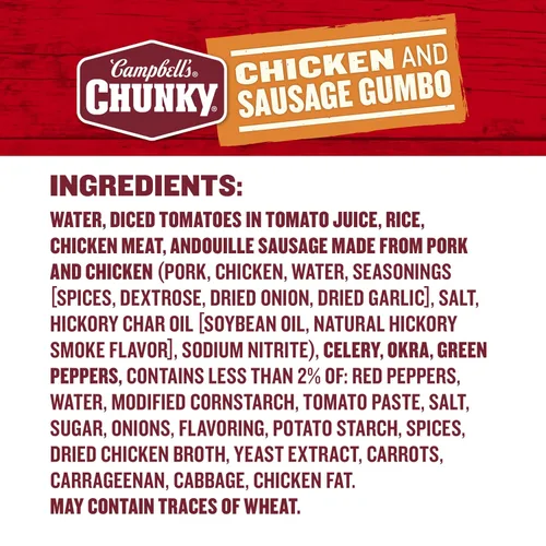 Vista 3 de Sopa Campbell’s Chunky, Gumbo de Pollo y Salchicha, lata de 18.8 oz (Caja de 12)