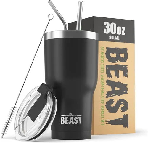 Vista 40 de Beast Vaso de 10 oz de Acero Inoxidable con Aislamiento al Vacío para Café y Hielo de Doble Pared Termo de Viaje (Blanco Ártico)