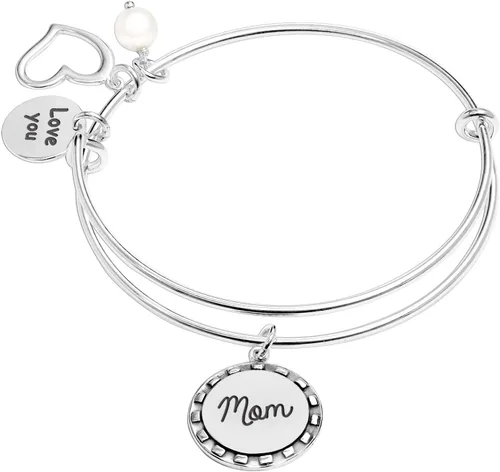 Vista 2 de LeCalla Pulsera de plata de ley 925 con alambre expandible para mujer, Plata de ley