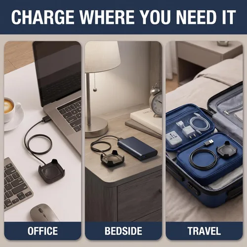 Vista 8 de Cable de carga negro para reloj inteligente HW22 Smartwatch Cargador magnético Soporte Soporte USB Cable de carga carga Cable adaptador Cables