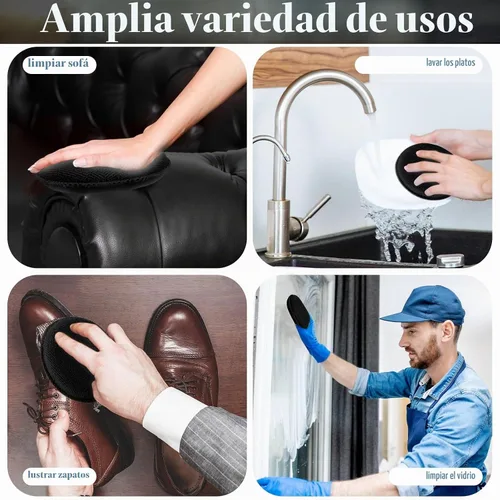 Vista 3 de Tanlade 50 almohadillas aplicadoras de cera de microfibra de 5 pulgadas Negro