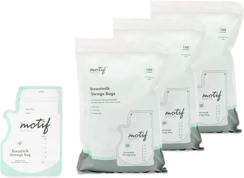 Vista 10 de Motif Medical Bolsas de almacenamiento de leche materna – Bolsas para el congelador de leche materna con boquilla fácil de verter, etiqueta