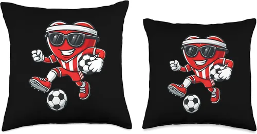 Vista 3 de Cute Soccer Boy – Funny Football Throw Pillow