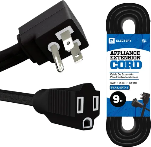 Vista 12 de Cable de extensión resistente de 3 pies, 14 AWG, 15 A, 125 V, 1875 W, enchufe plano de 3 puntas, certificación ETL, cable de extensión