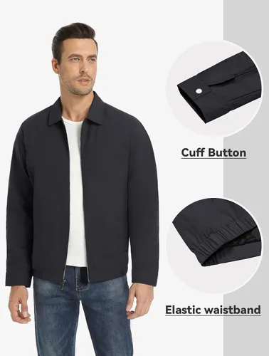 Vista 4 de MAGNIVIT Chaquetas ligeras para hombre, cortavientos ligeros, con cremallera completa, elegante, abrigo de golf, negocios, trabajo, vestido casual