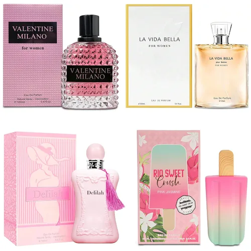 Vista 10 de AFLUXE Top Sales 4 Pieza Set de Perfume para Mujer Combo Eau de Parfum Spray Natural, Fragancia Duradera para Mujeres Kiara Mango Punch & Sarah Pink
