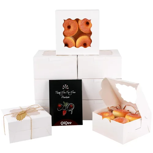 Vista 14 de qiqee Cajas de galletas negras con ventana, 36 paquetes de 6 x 6 x 3, caja de pastelería negra para recuerdos de boda, cumpleaños y fiesta