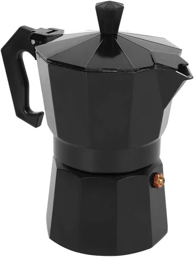 Vista 2 de Olla para hacer café expreso, 5.1 fl oz, 3 tazas de aluminio, cafetera italiana espresso greca, cafetera percoladora (negro)