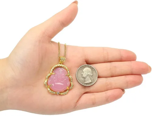 Vista 8 de Collar de llamativo de buena suerte, Dije de lujo de circonia cúbica con cadena chapada en oro de 18 quilates, Regalo de joyería refinada de collar