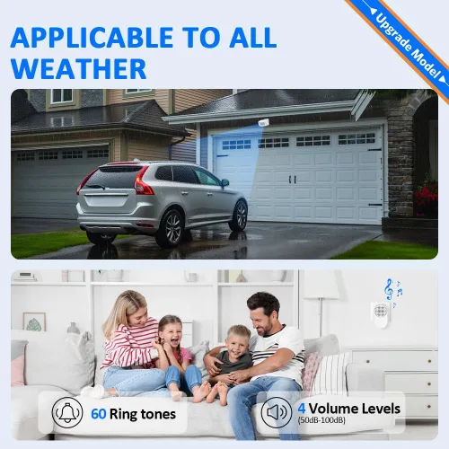 Vista 6 de Alarmas de entrada inalámbricas exteriores resistentes a la intemperie - Sistema de alarmas con sensor de movimiento, detector de movimiento