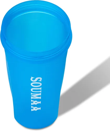 Vista 6 de Botella mezcladora de proteínas de 20 onzas, sin BPA, duradera, a prueba de fugas con tapa de bloqueo y bola mezcladora de acero inoxidable